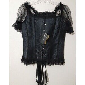 Corset Story Corset Black Baroque Boned Steampunk Victorian Cosplay Size US 18